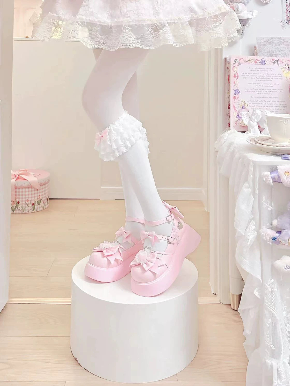 DokiDoki Sweet Lolita Platform Mary Jane Heart Buckle Bow Shoes