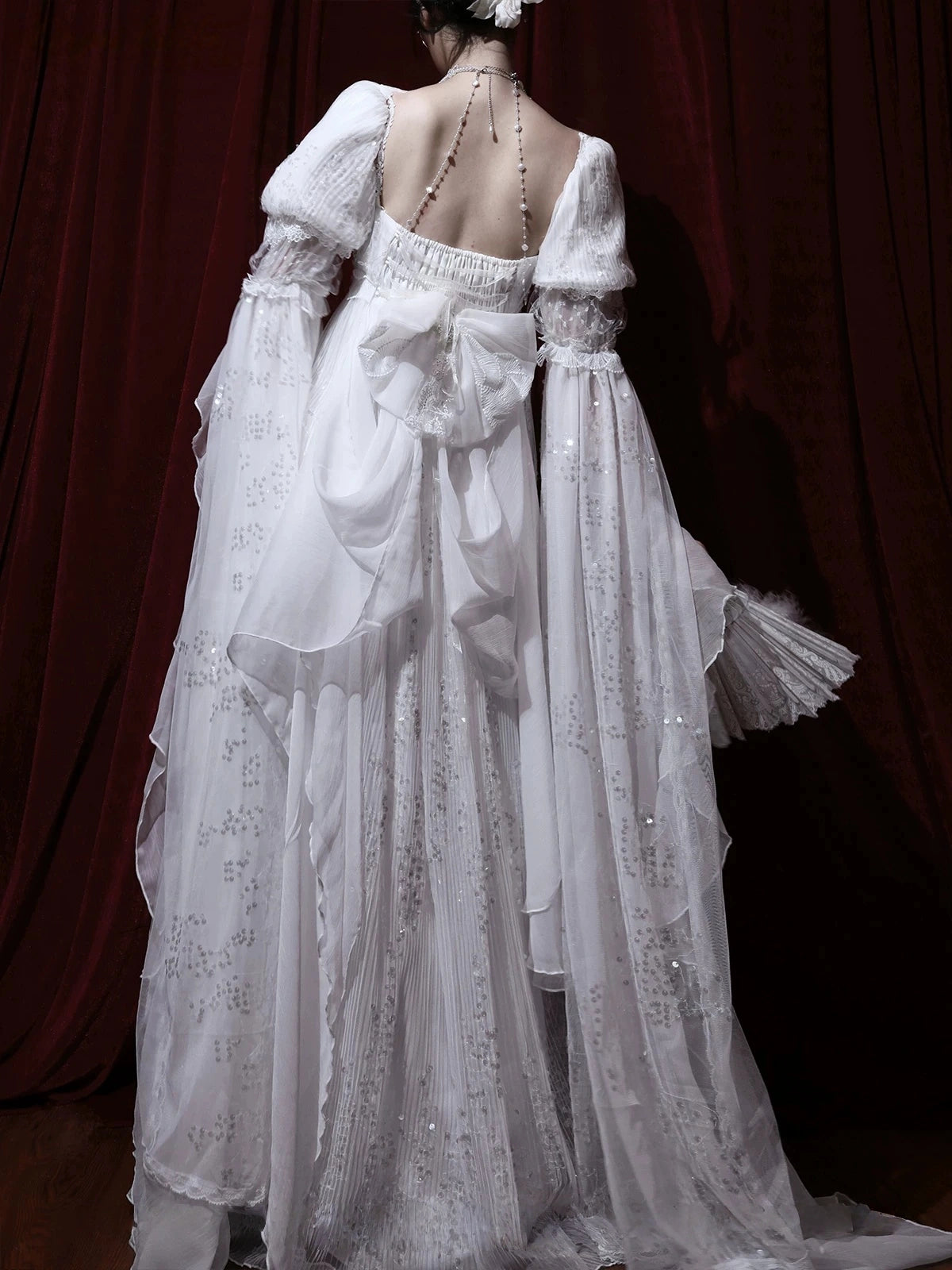 Bright Moonlight Lolita Empire Style Satin Long OP Dress