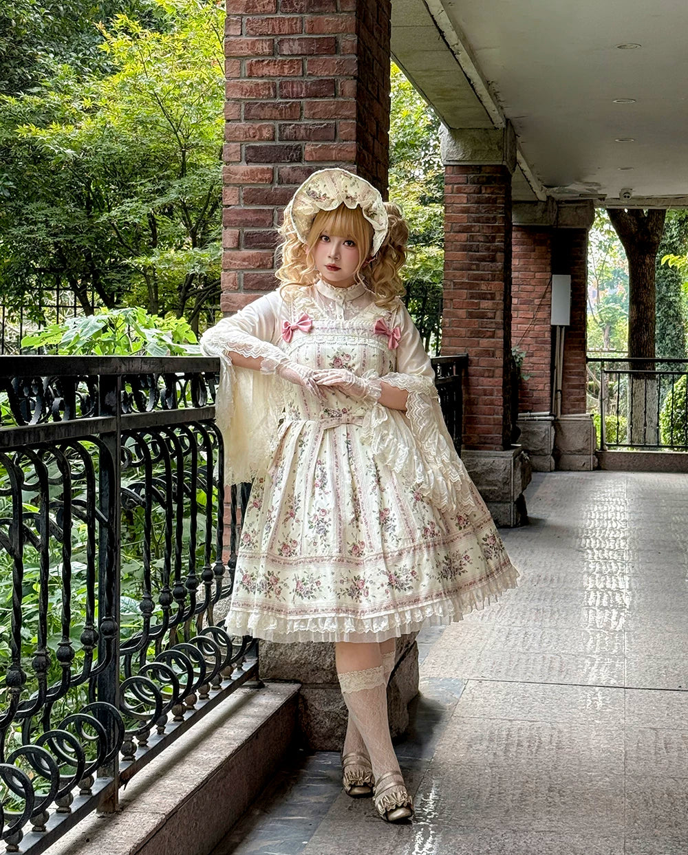 Susans Garden Pastel Floral Lolita Box Pleat JSK Dress Set