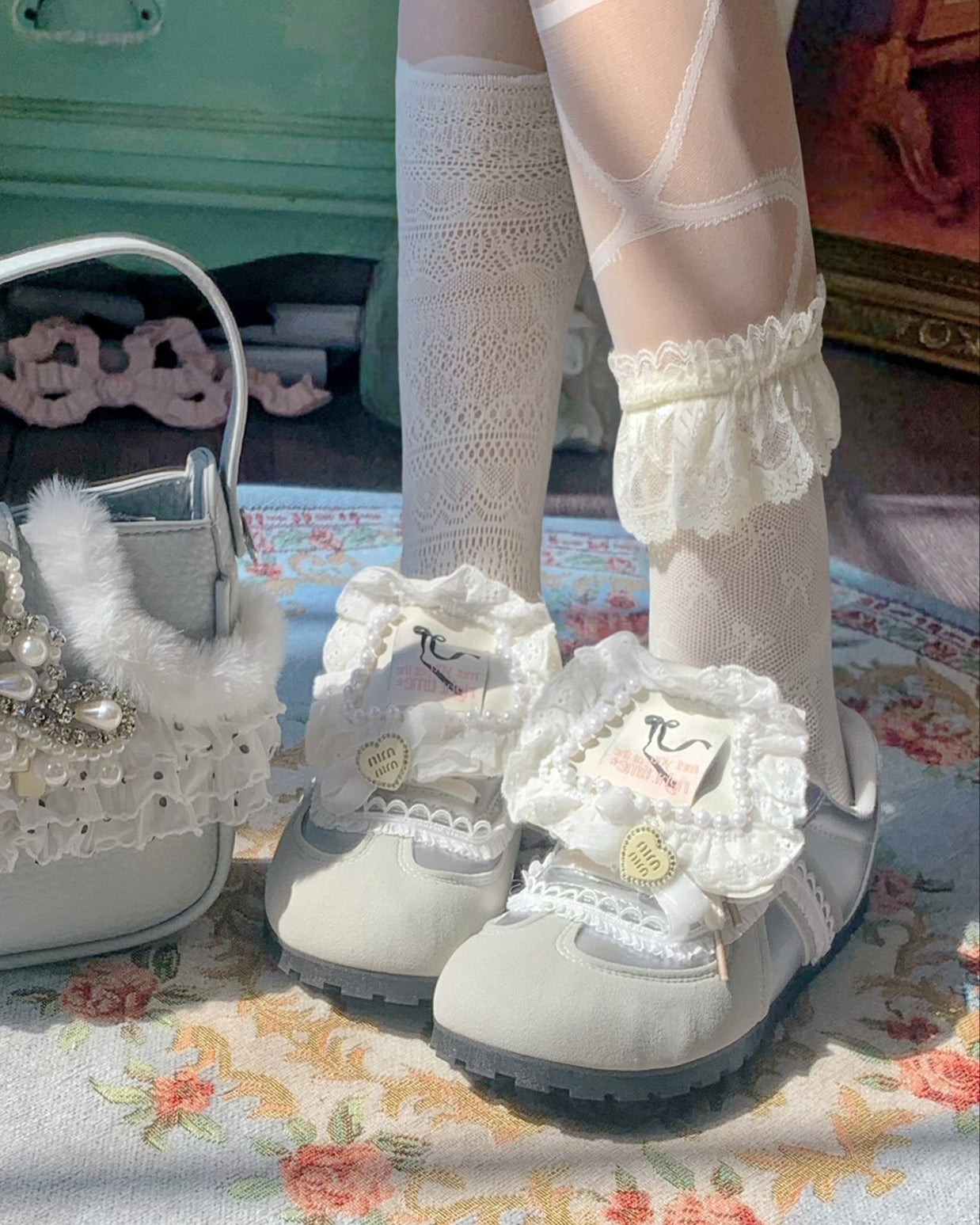 Lolita Bow Patchwork Flat Shoes LE5004