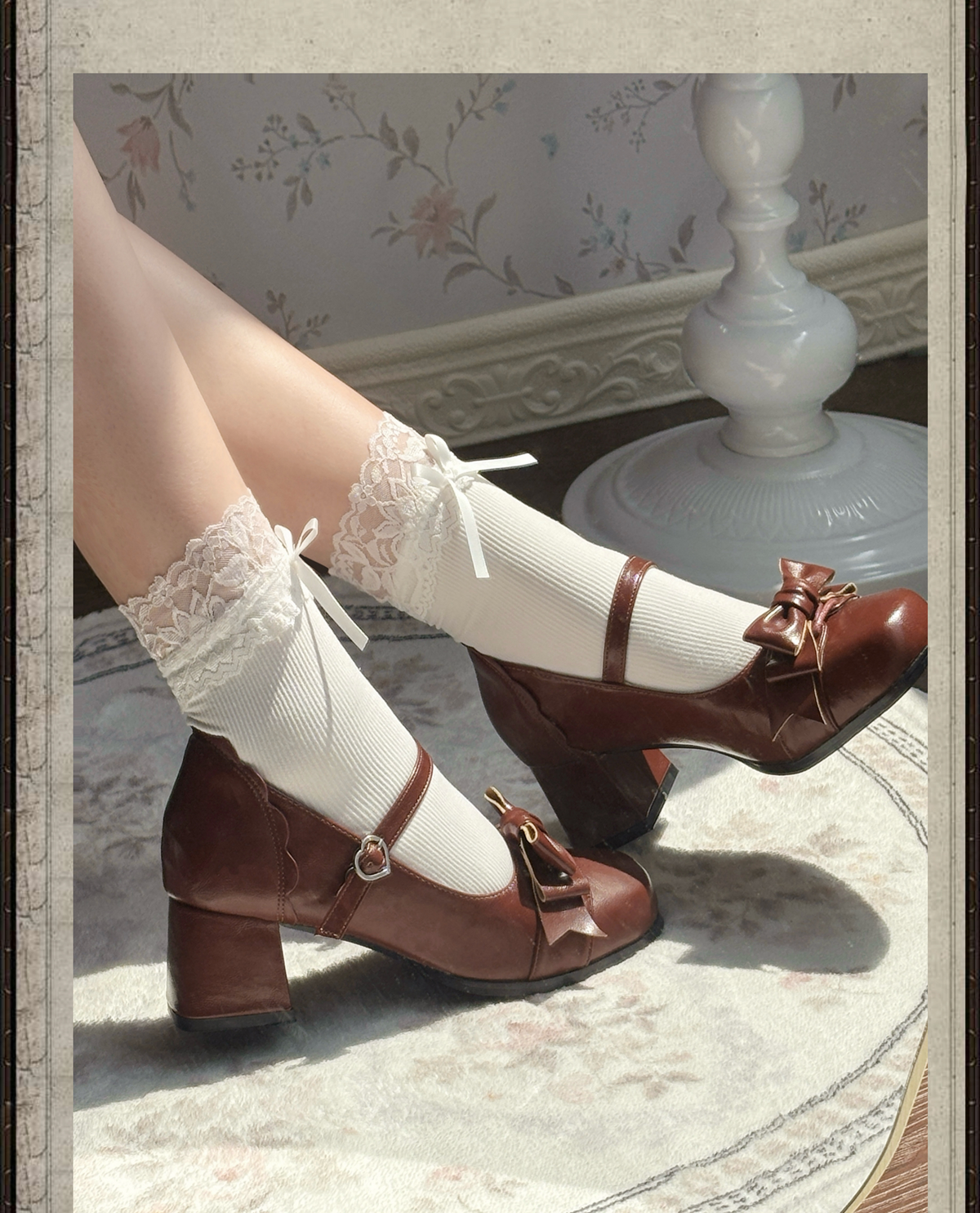 Autumn Whisper Elegant Vintage Square‑Toe Mary Jane Lolita High Heels