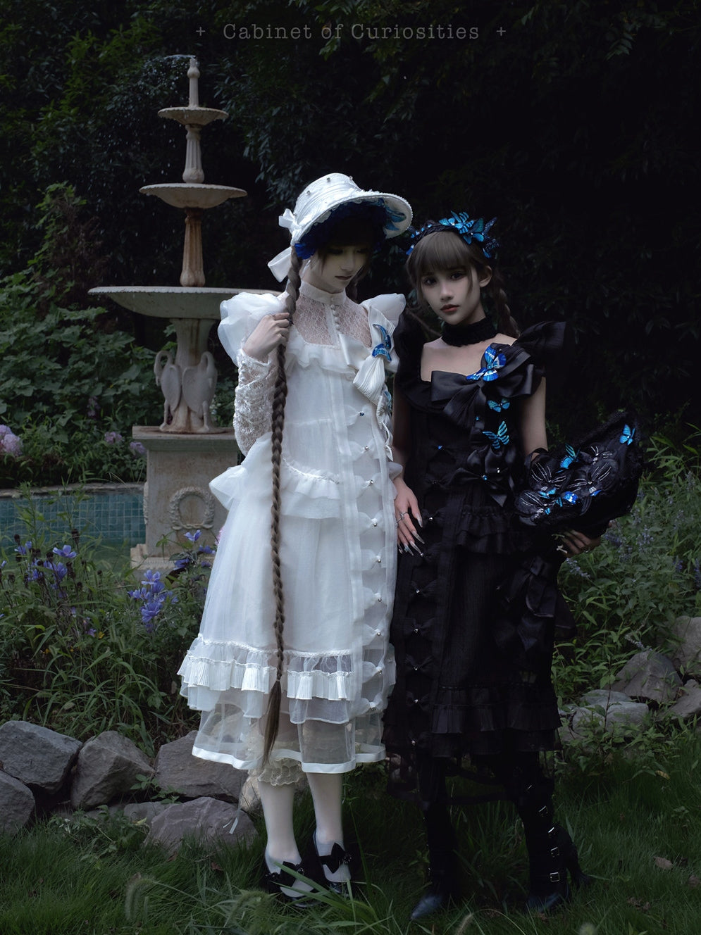 Cabinet Of Curiosities II Dark Gothic Butterfly Stand Collar Babydoll Dress