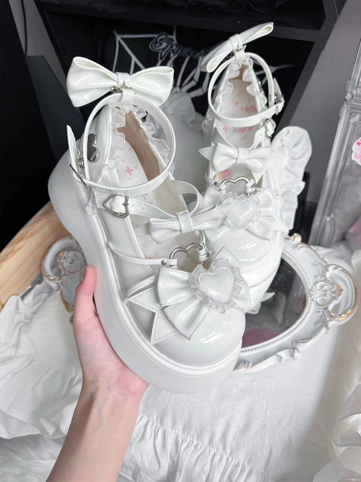 DokiDoki Sweet Lolita Platform Mary Jane Heart Buckle Bow Shoes