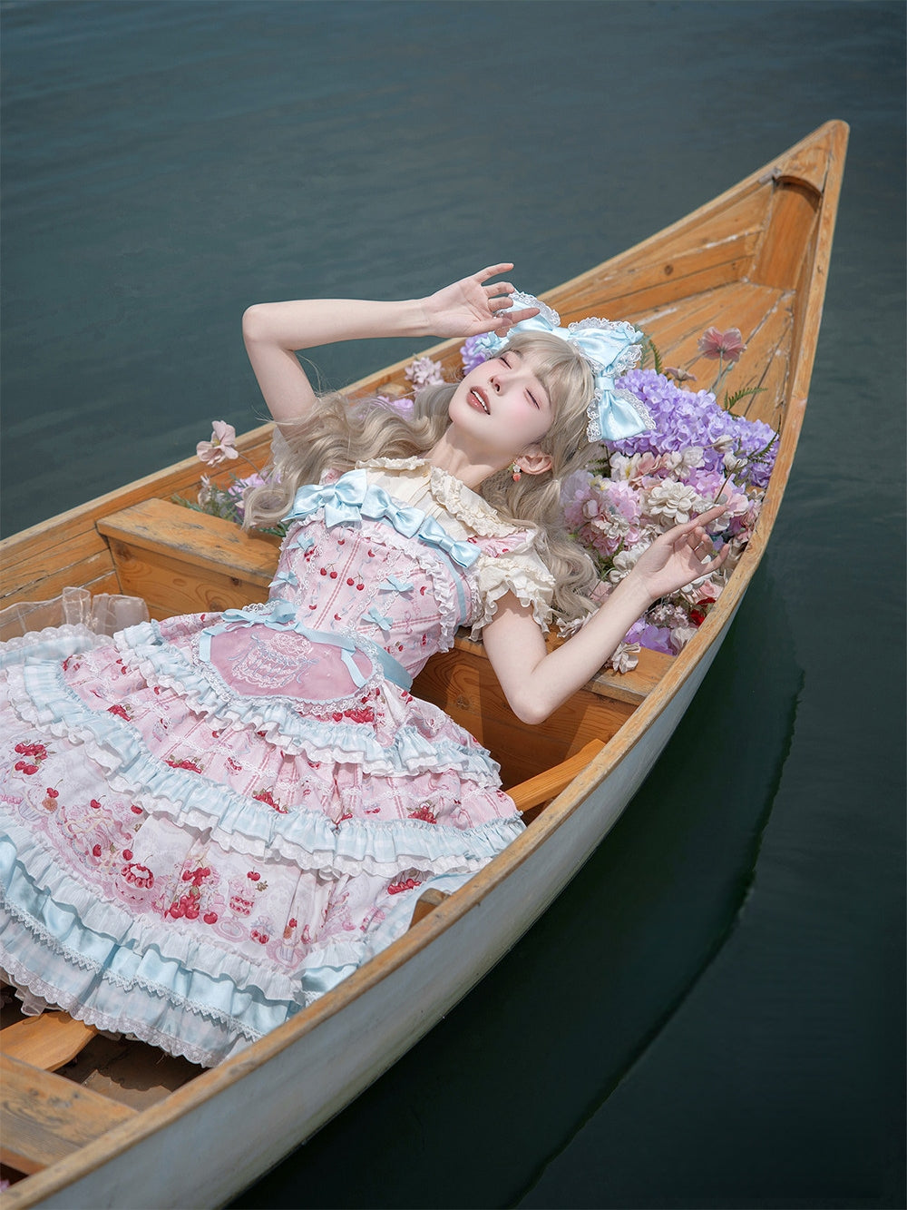 Cherry Cake Lolita Sweet Blue JSK Dress