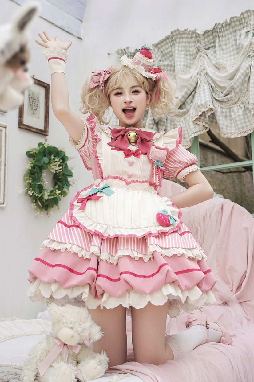 Berry Bubble Blossom Sweet Maid Lolita OP & Apron Set