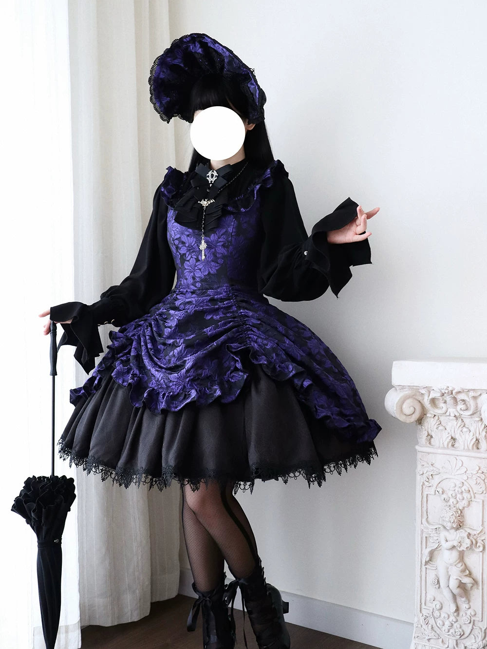 Nocturnal Lily Gothic Polka‑dot Lolita JSK