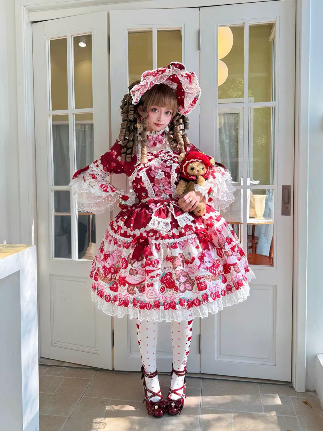 Sweet Berry Rabbit Bear Long Sleeve Sweet Lolita OP Dress