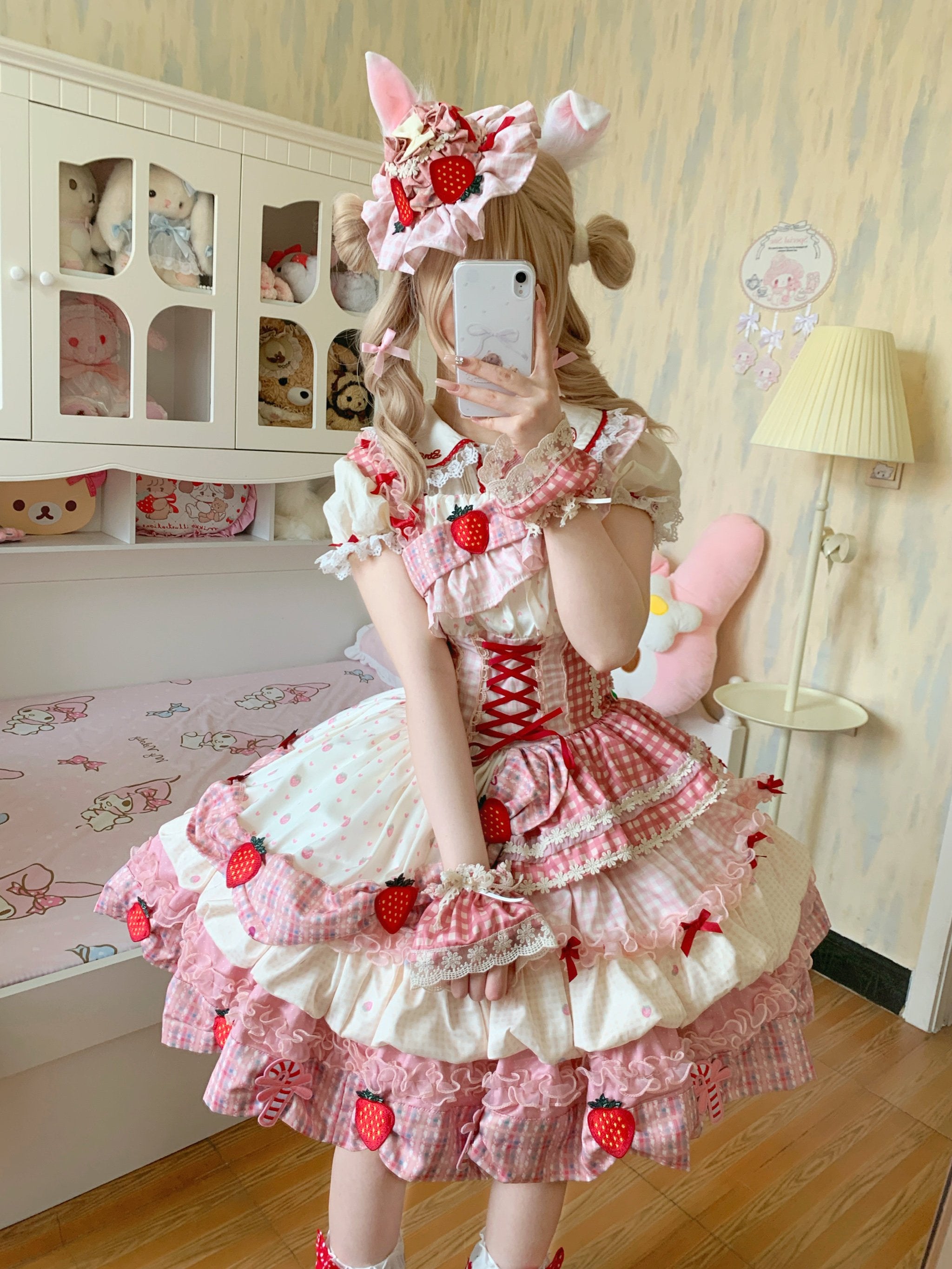 Cheese Strawberry Rose Lolita JSK Set