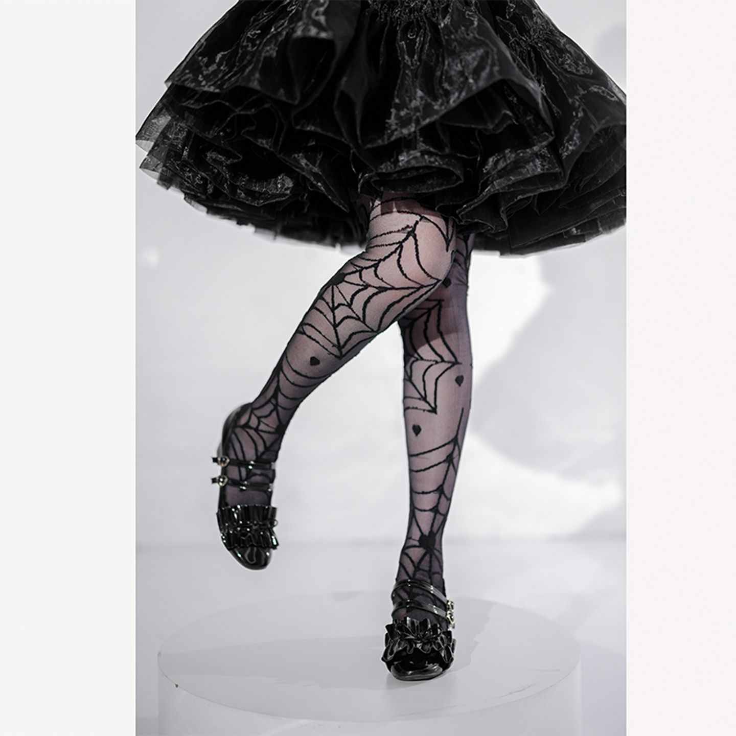 Lolita Gothic Spiderweb Print Halloween Tights LE9008
