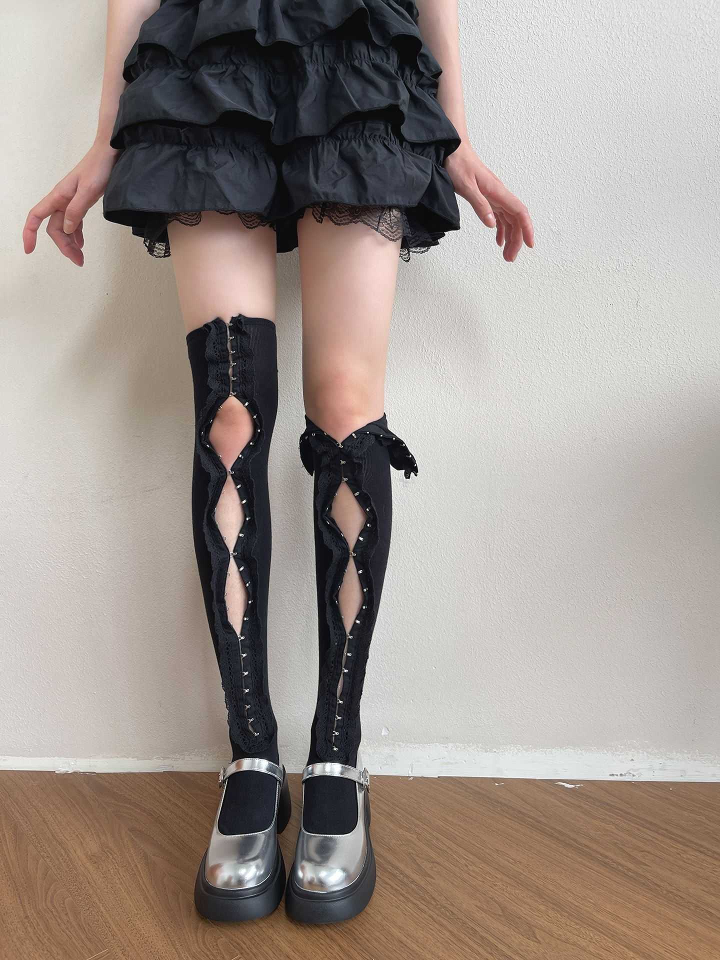 Lolita Asymmetrical Bow Tie Socks LE9011