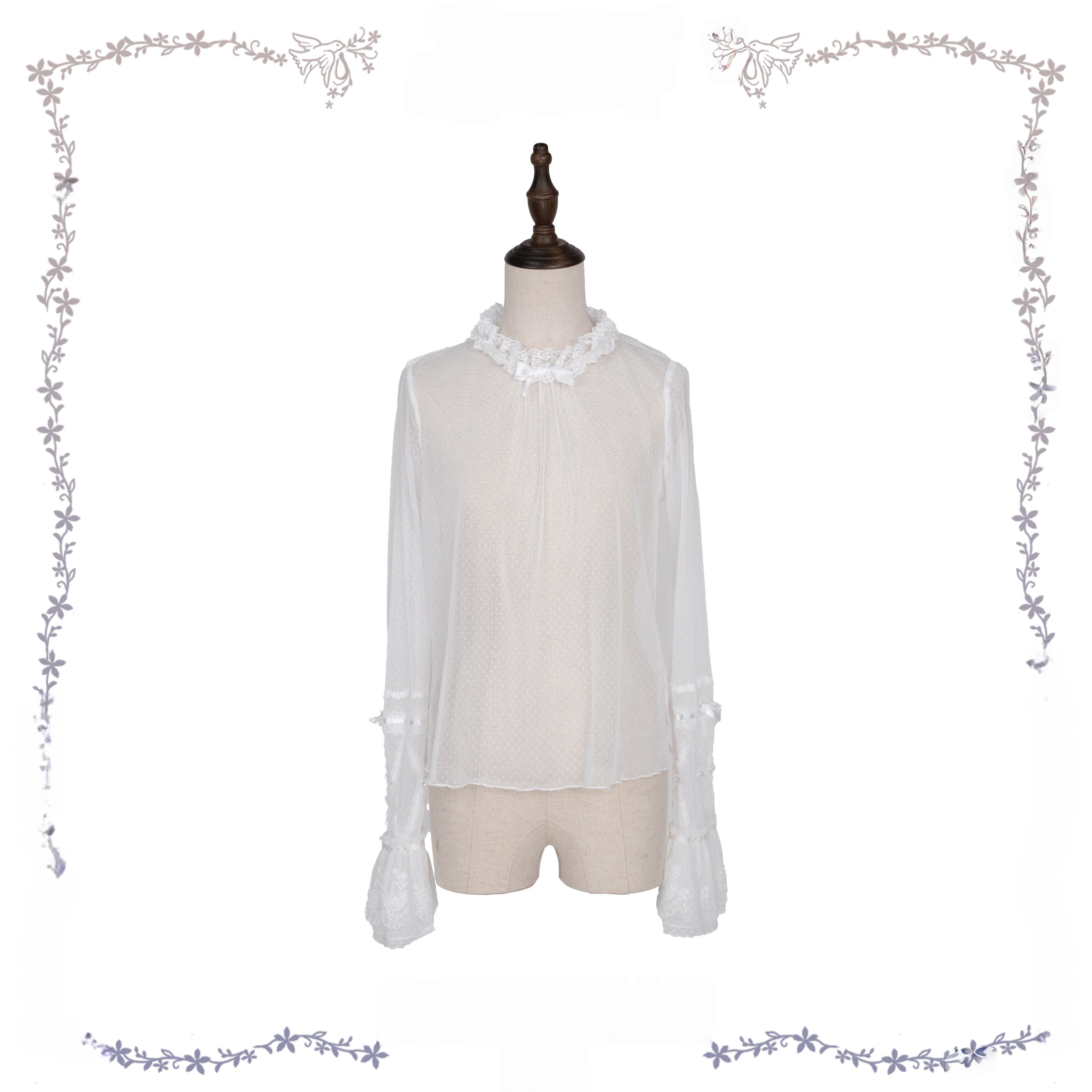 Iris Clock Lolita Flutter Sleeves Printed OP & Cut‑Work Embroidered Lapel JSK
