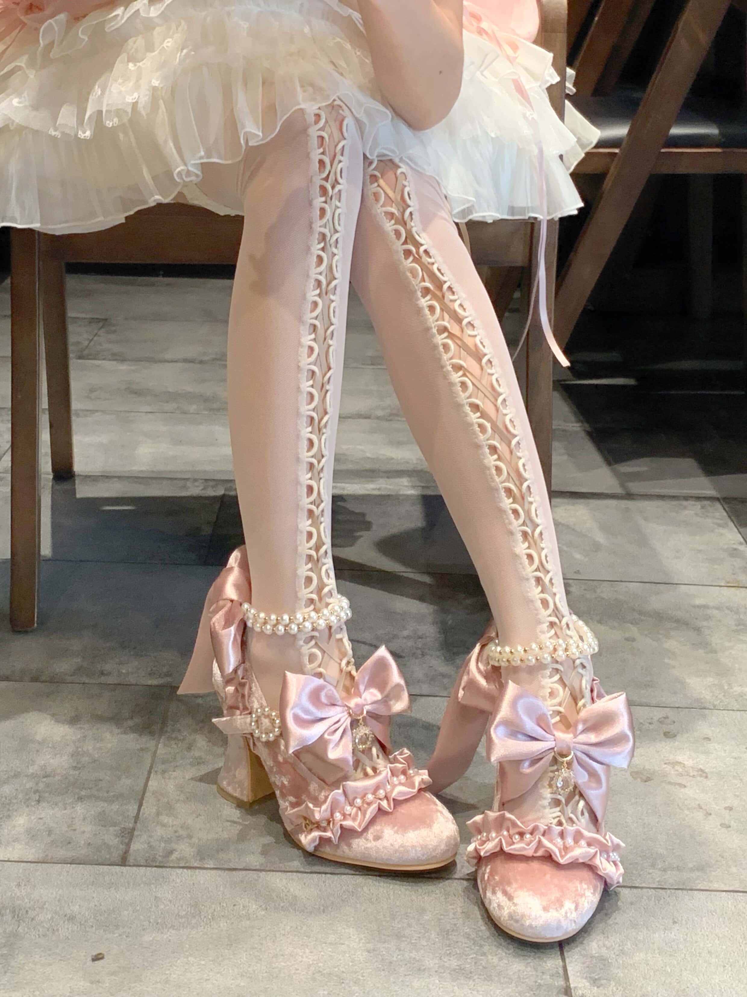 Ribbon Hymn 1.0 Lolita Vintage Heavy Craft Bridal Heels