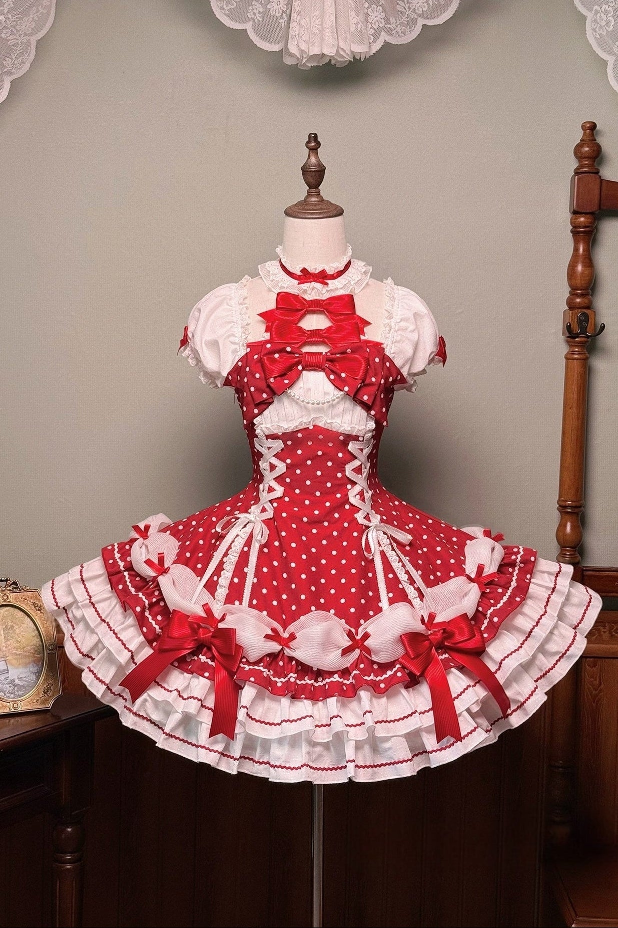 Vintage Polka Dot Lolita Halter Red OP Dress