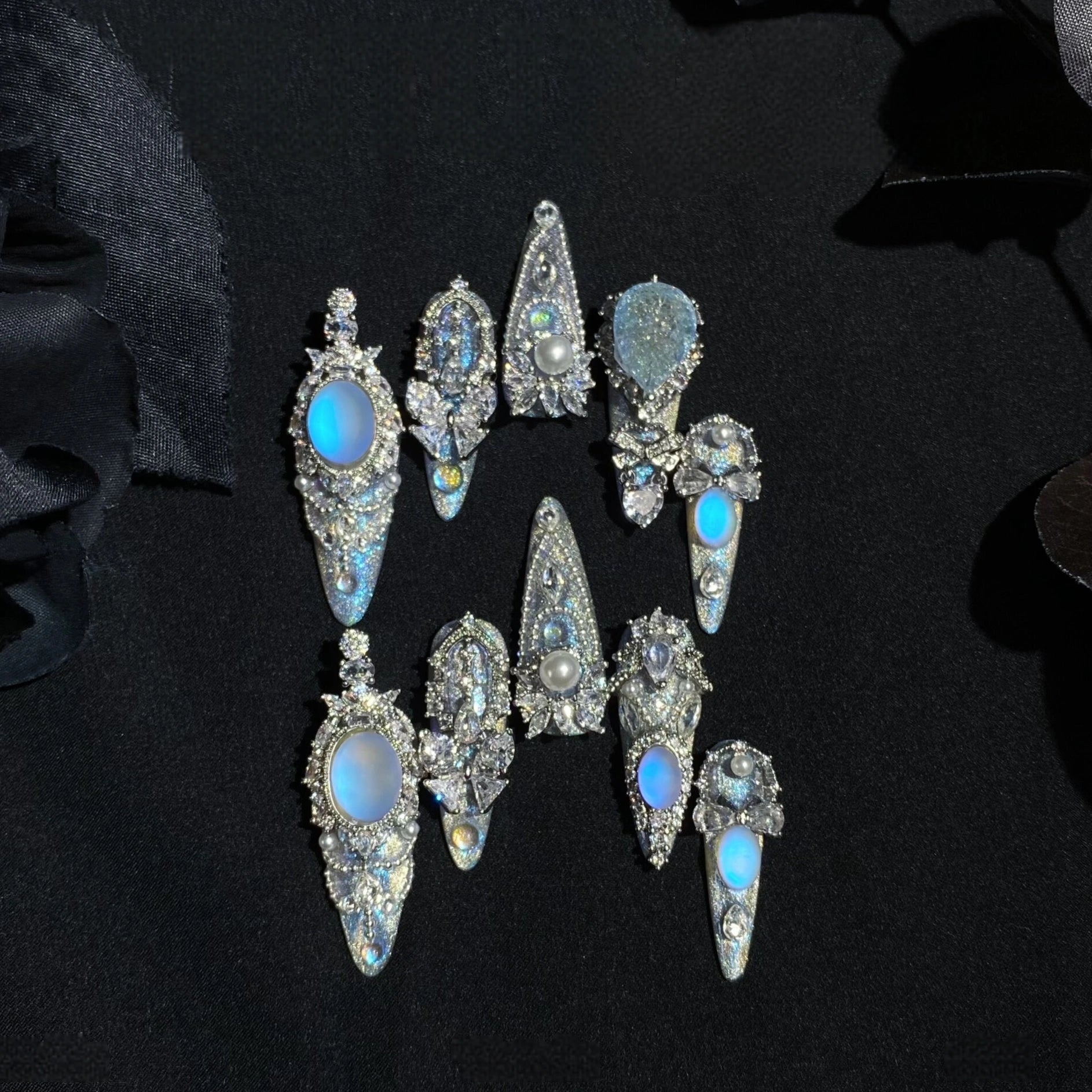 Blue Tears Lolita Handmade Detachable Press-On Nails