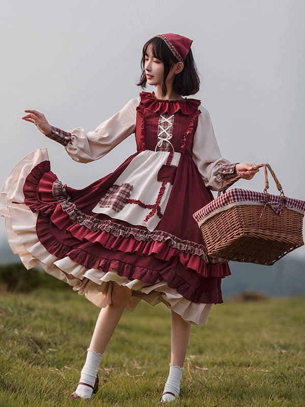 Little Red Riding Hood Original Country Lolita Cape & OP Dress Set