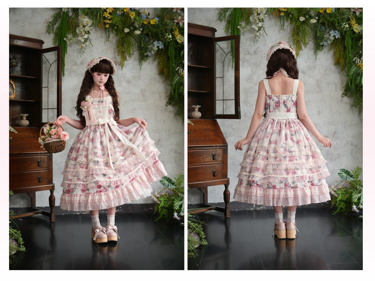 Chloris Rose Garden Classic Sweet Lolita OP JSK & Accessories Set