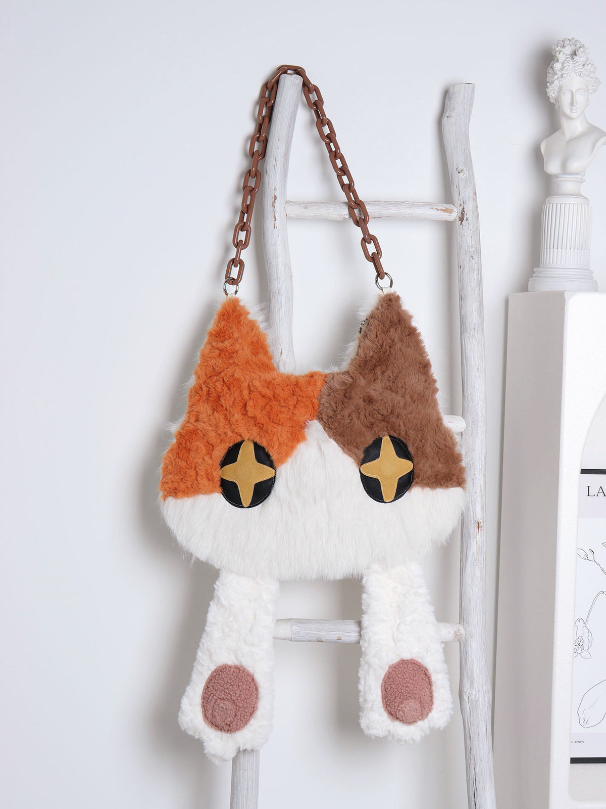 Face-Cover Calico Cat Plush Lolita 3-Way Bag