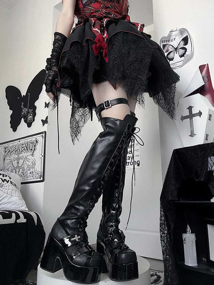 Lolita Gothic Punk Goth Platform Over-the-Knee Boots LE5018