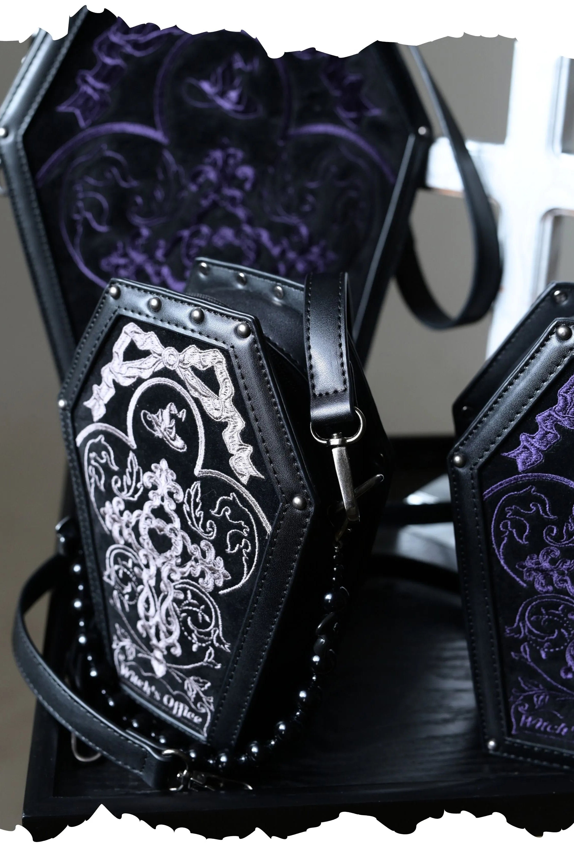 Witch's Office Gothic Coffin Embroidery Bag