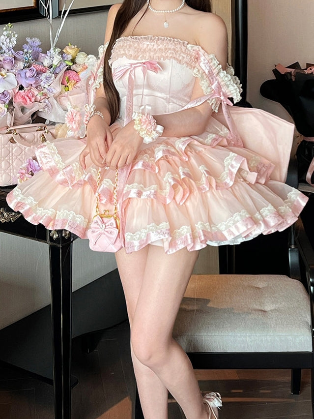 Princess Ribbon Formal Pink & Black Dress