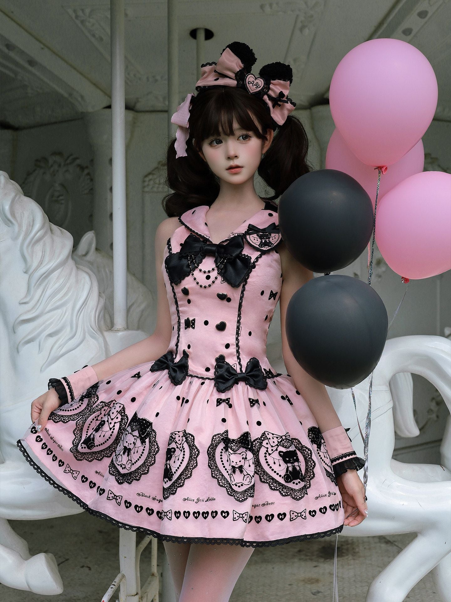 Black Sugar Bear Lolita Pink Dress