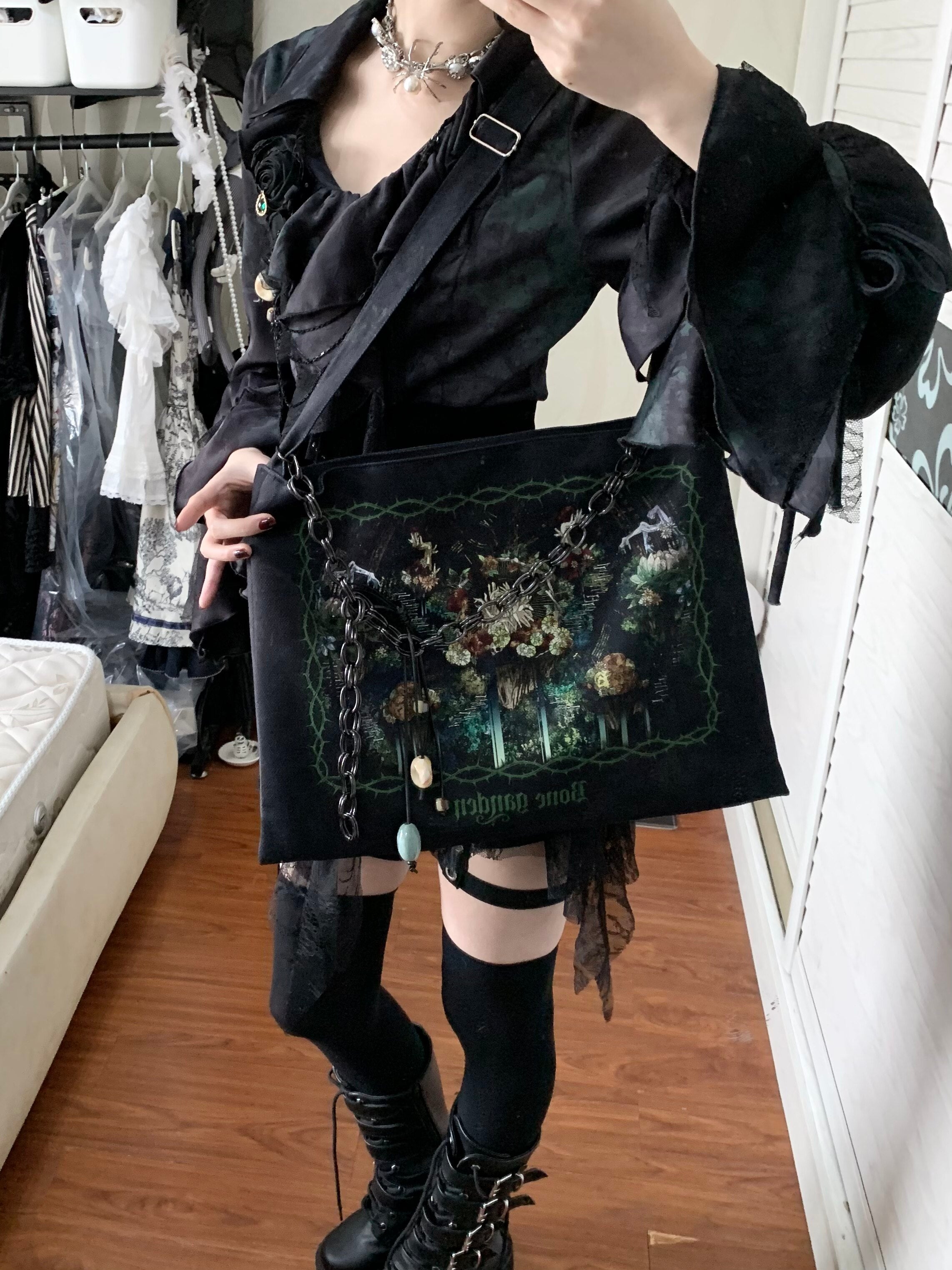 Bone Garden Series Lolita Design Dark Gothic Cthulhu Tote Bag