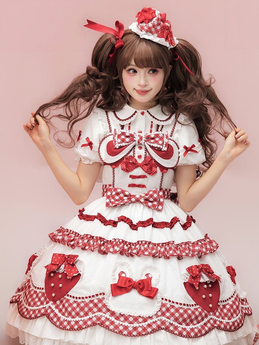 Starry‑Fallen Strawberry Rabbit Original Lolita Cute JSK Dress