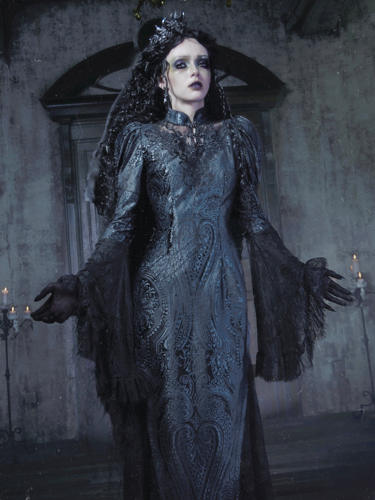 Sale at 20:00, Oct 20th. Call of Snowland Lolita Original Gothic Halloween Black Lace Mermaid Dress