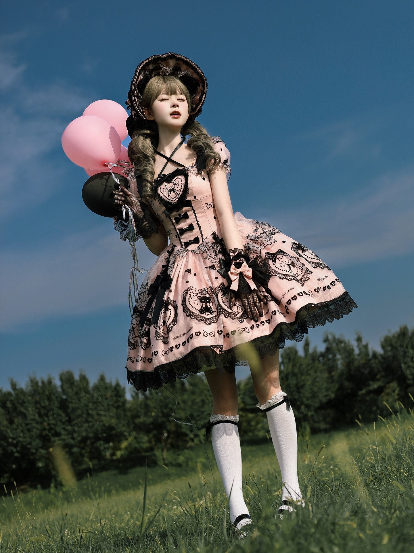 Black Sugar Bear Lolita Pink Dress