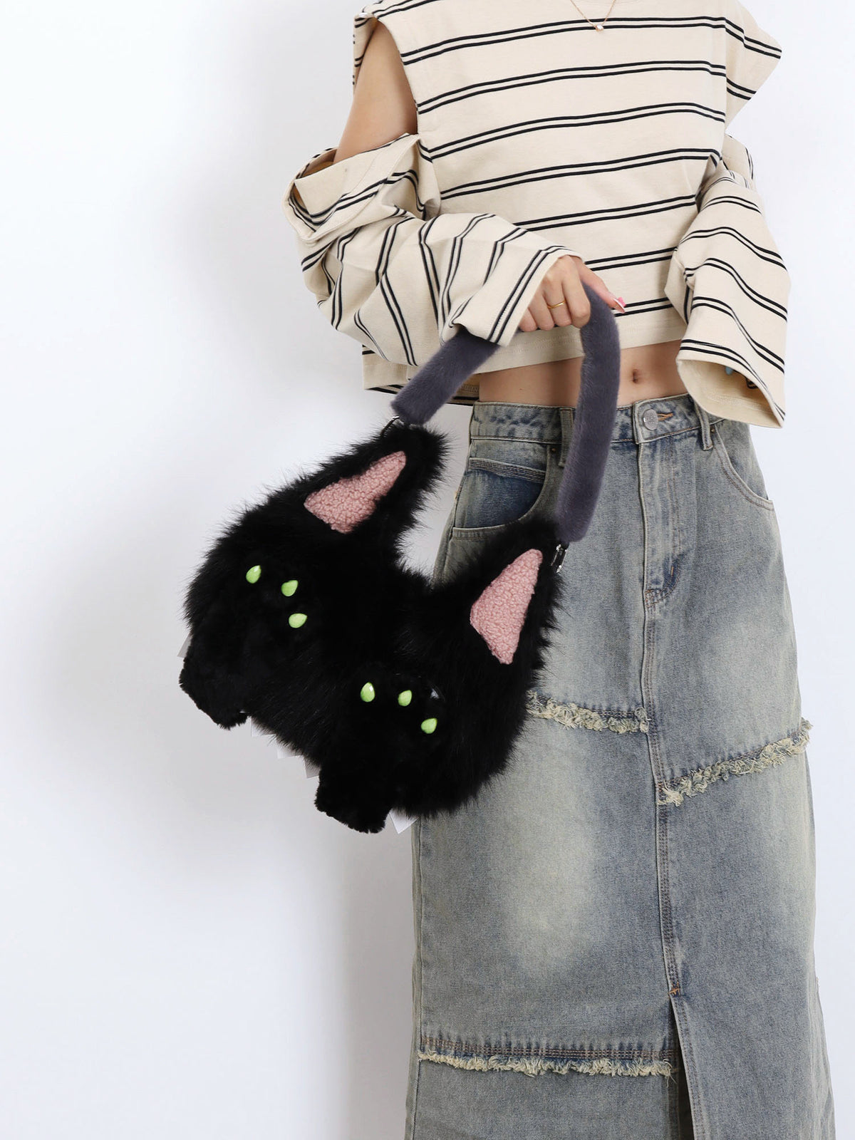 Toothy Face-Cover Cat Plush Lolita 3-Way Bag