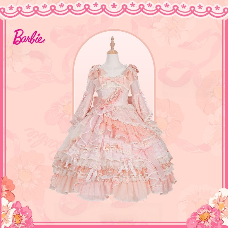 Cream Peach Princess x Barbie Collab Original Lolita Bridal OP Dress