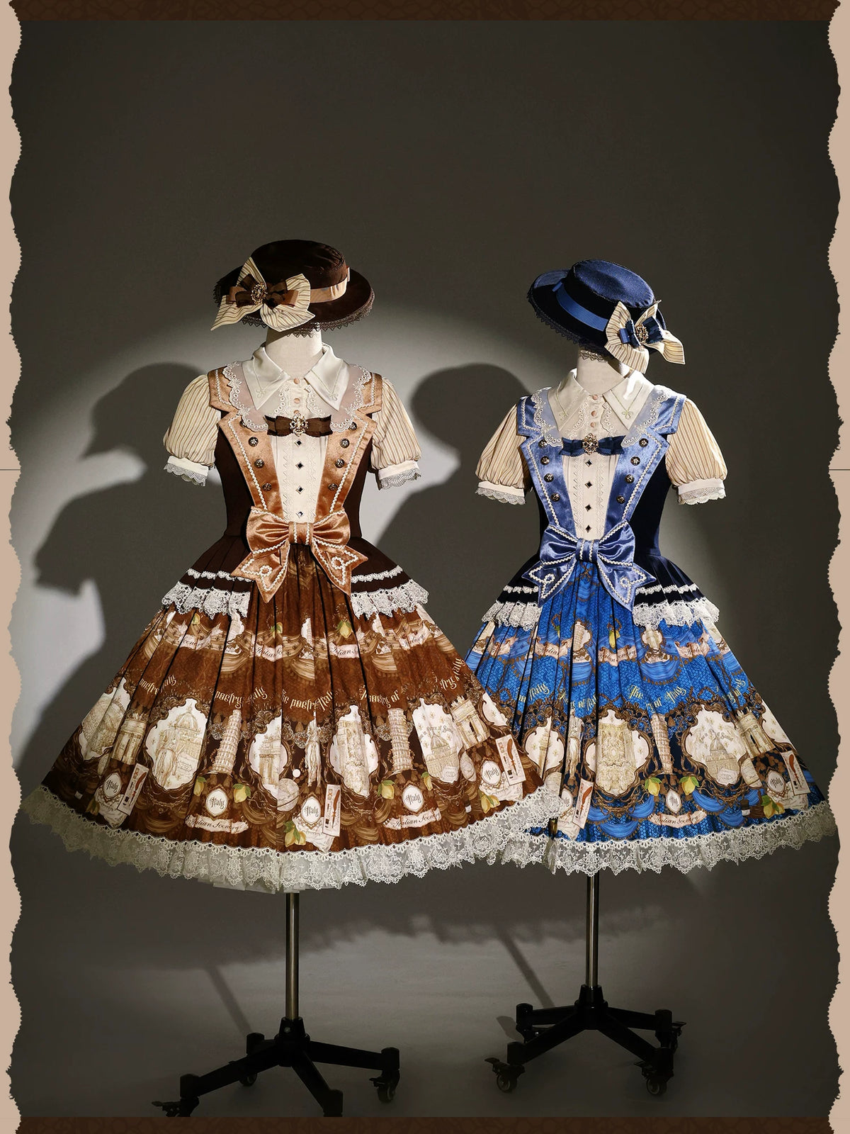 Italian Travelogue Navy British Style Lolita JSK Dress and Blouse