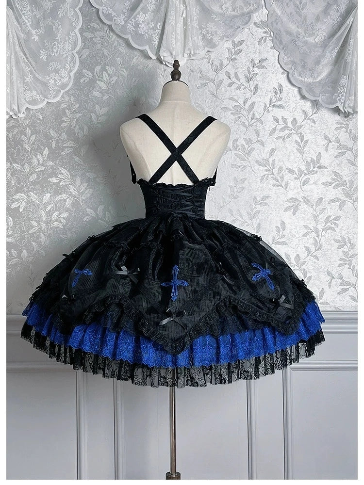 Dark Mist Banquet Gothic Suspender Dress & Blouse Set