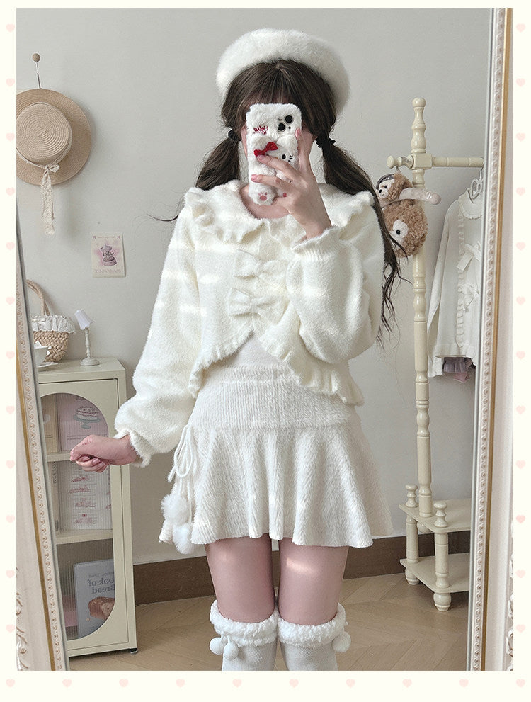 Faux Mink Fur Lolita Short Rabbit Ear Cardigan Outwear