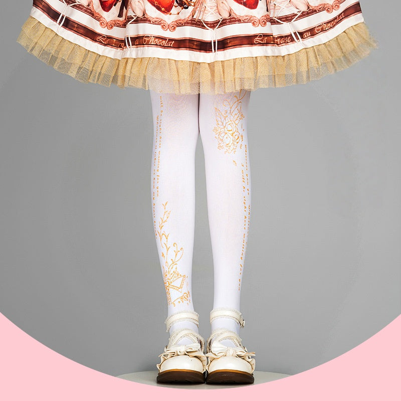 Lolita Elegant Gold Rose Velvet Tights LE9024