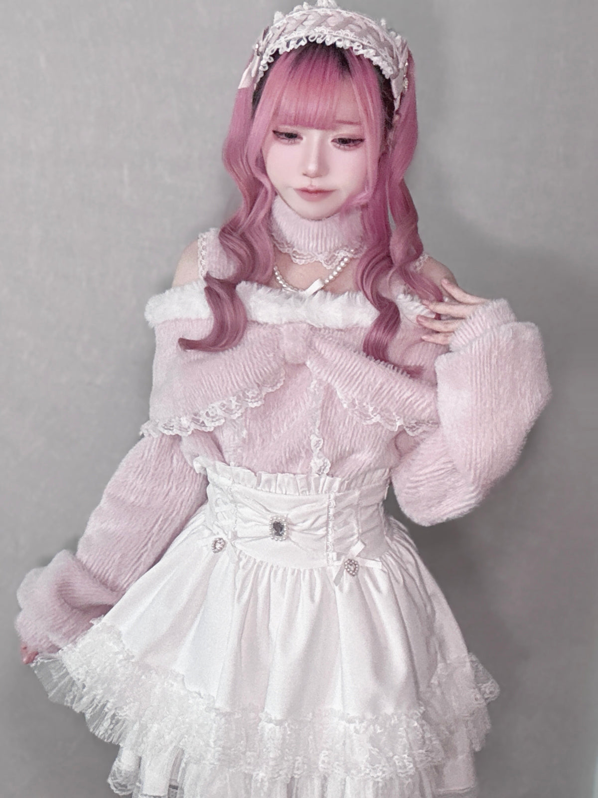 Lolita Fleece Lined Long Sleeve Warm Crop Top
