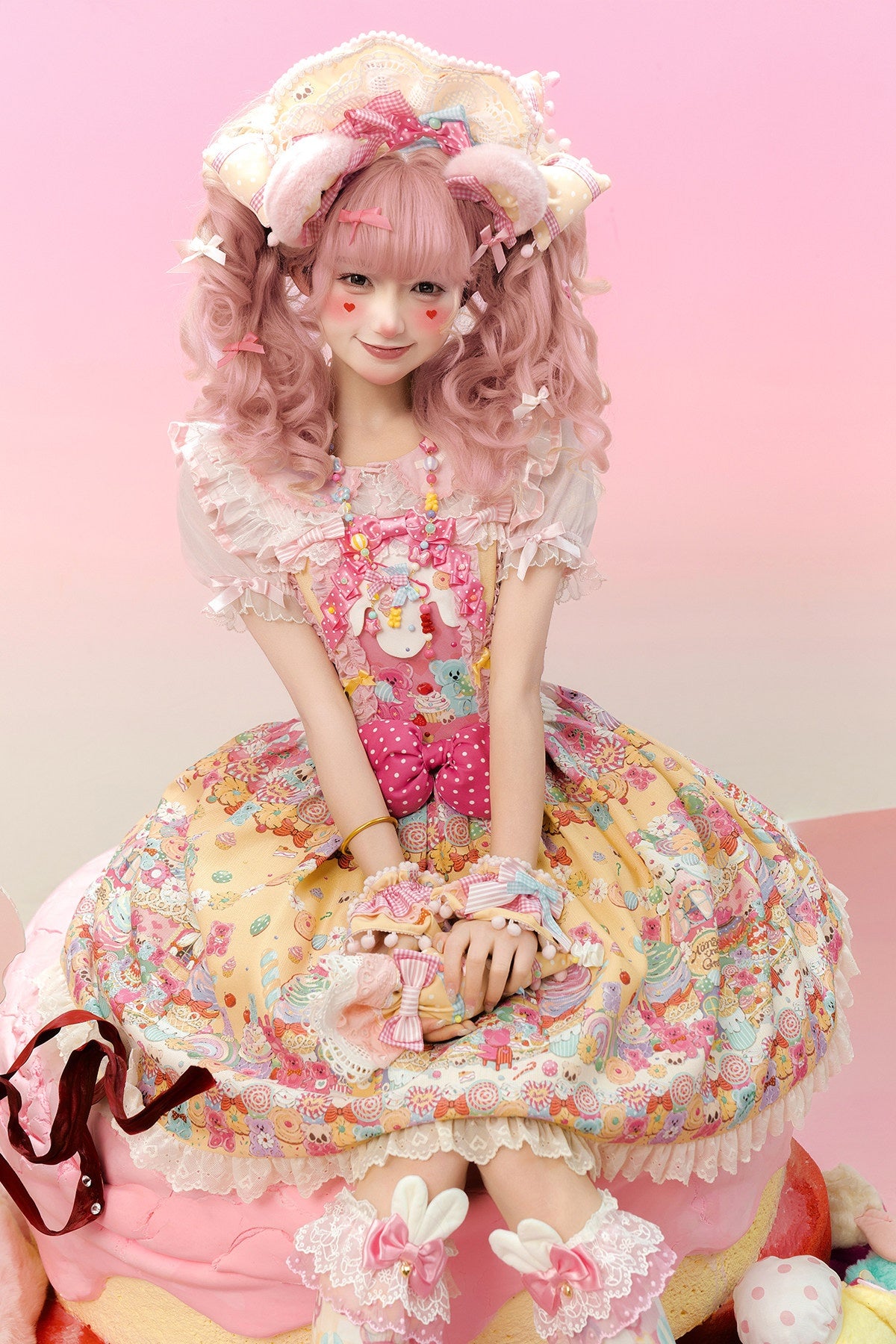 Sweet Candy House Yellow Unicorn Print Sweet Lolita Suspender JSK Dress