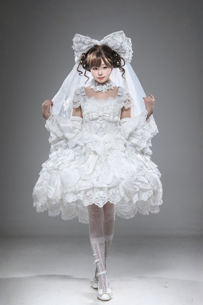 Peacock Feather SP Bridal Lolita White JSK Dress