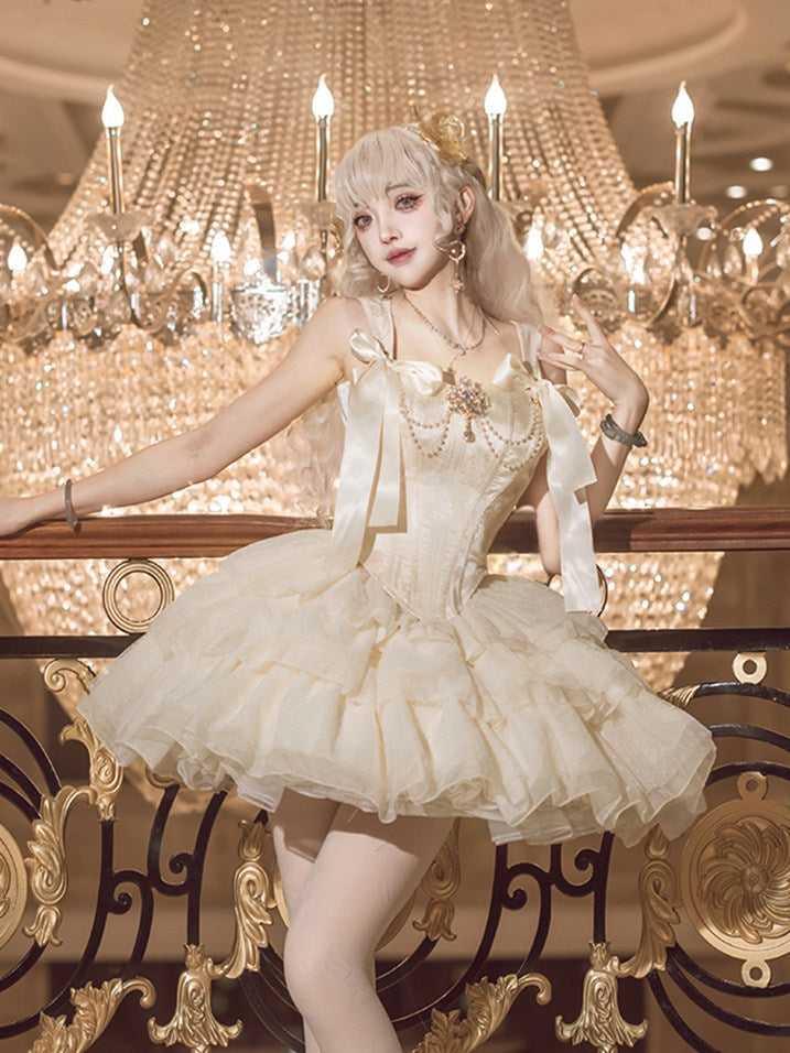 Cream Polka Dot French Ballet Dress