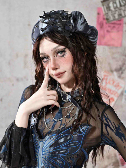Y2K Punk Rivet  Chain Bustier Set LE1020