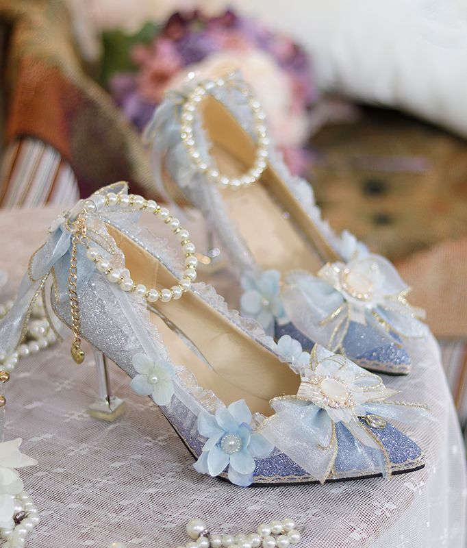 Lolita Blue Floral Stiletto Sandals LSS1009