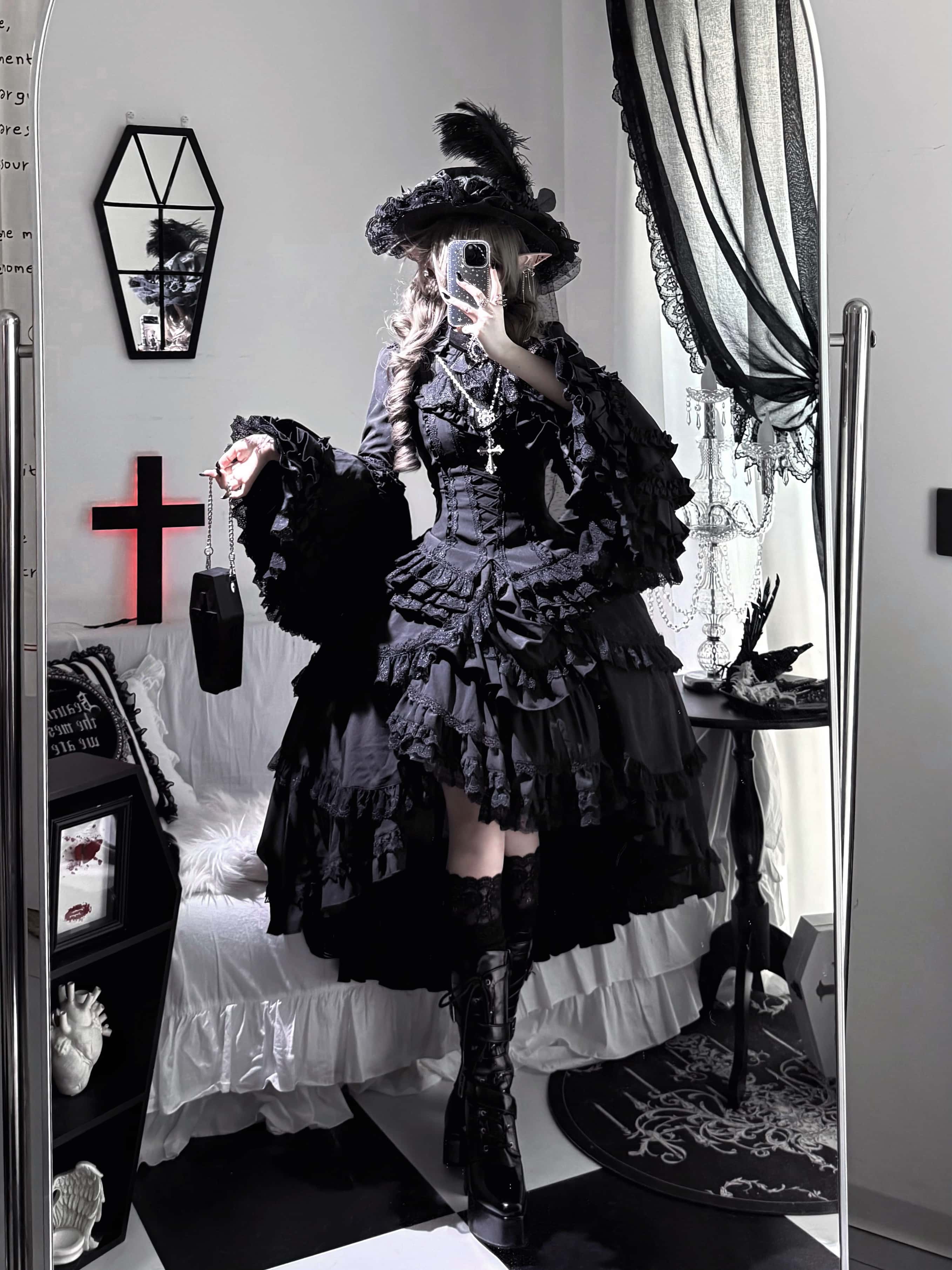 Phoenix Gothic Lolita Blouse & SK Dress Set