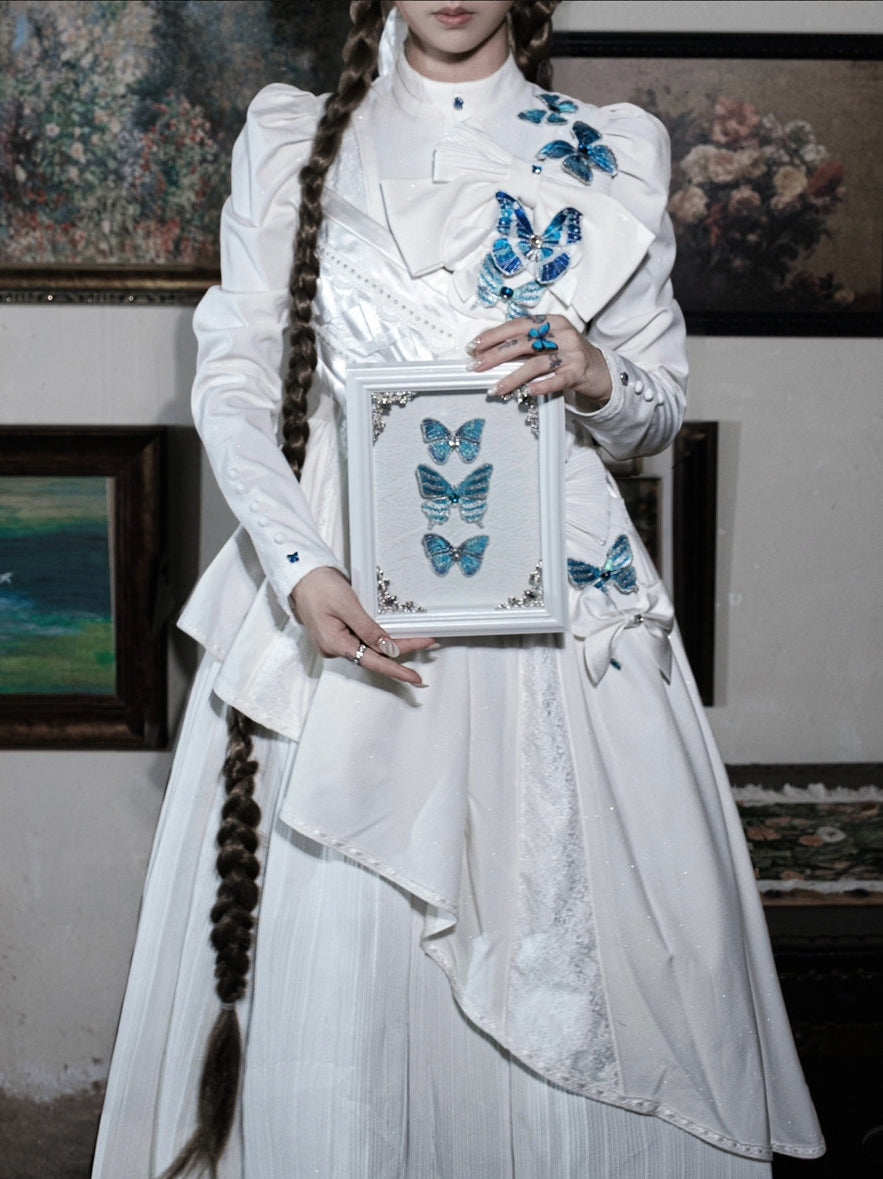 Cabinet Of Curiosities II Dark Gothic Butterfly Long Stand Collared OP Dress