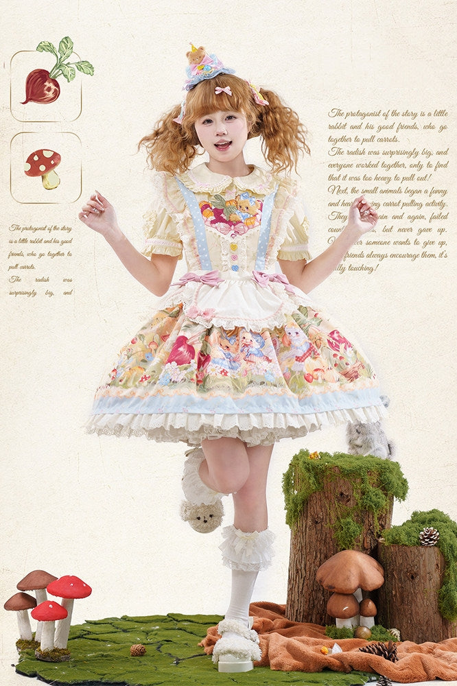 Pulling Carrots Print Lolita JSK Dress