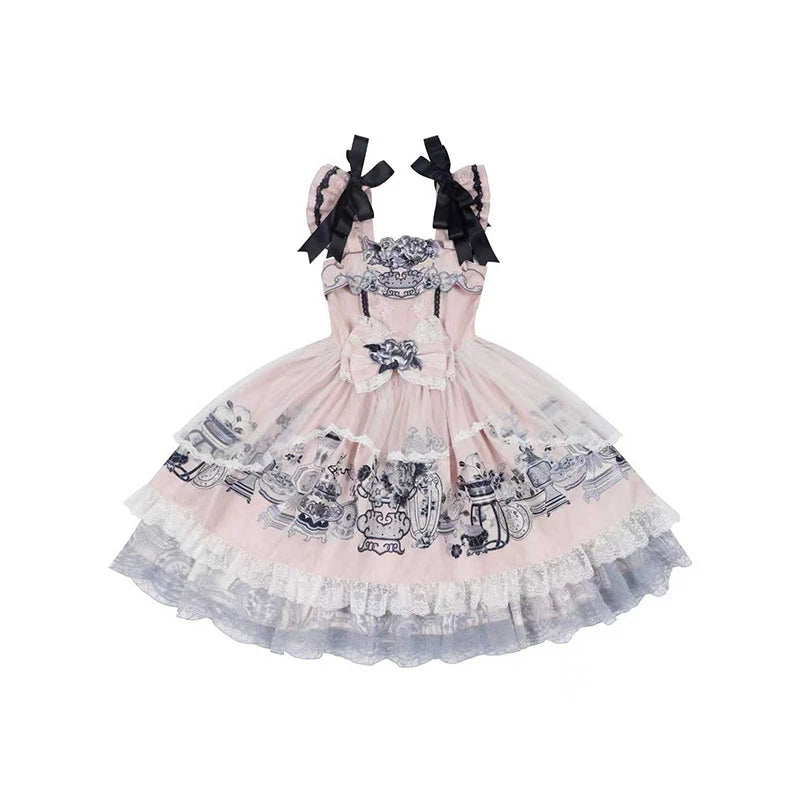 Celadon Jade Cup Japanese Style Pink JSK Dress