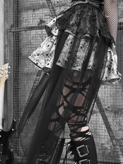 Lolita Punk Halter Dress with PU Leather Fishnet LG1017