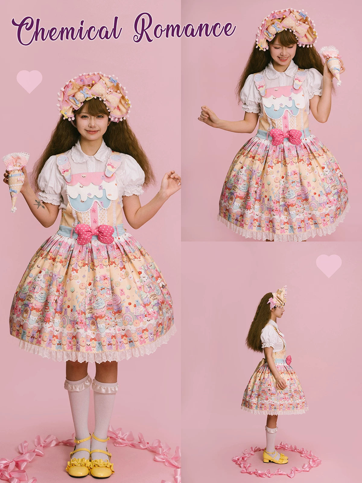 Sweet Candy House Yellow Unicorn Print Sweet Lolita Suspender JSK Dress