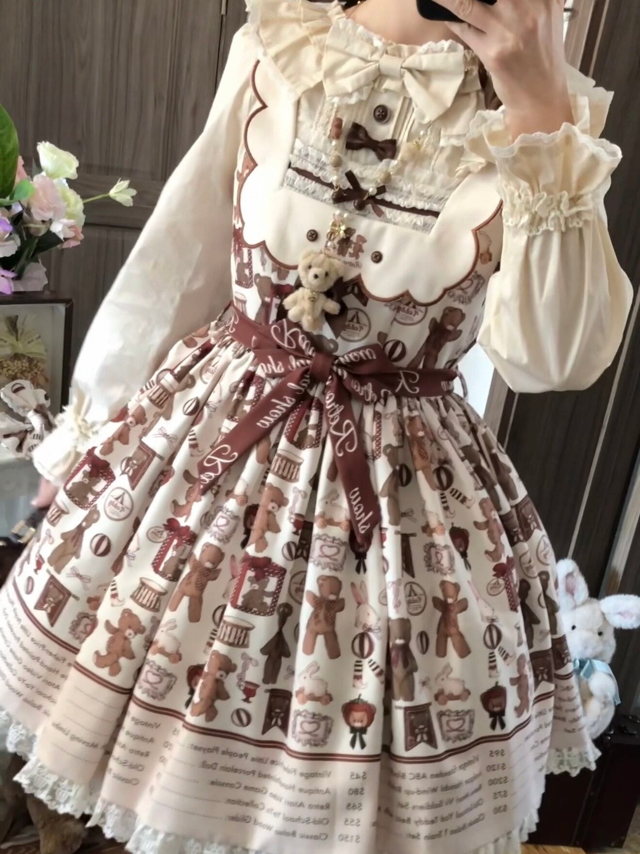 Teddy Bear Daily News Sweet Vintage Lolita Dress JSK OP