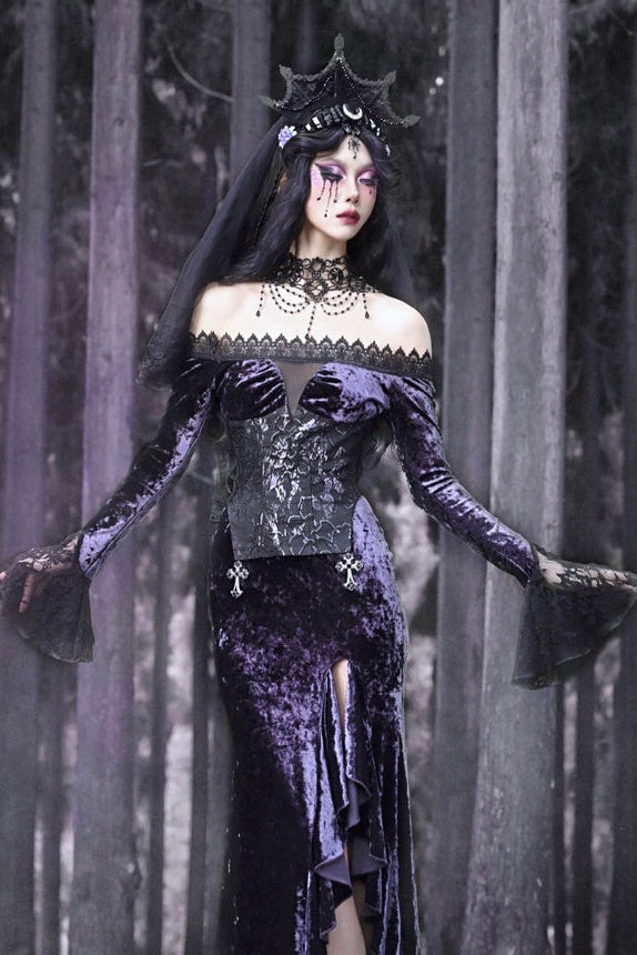Lunar Ritual Gothic Long-sleeve Dress