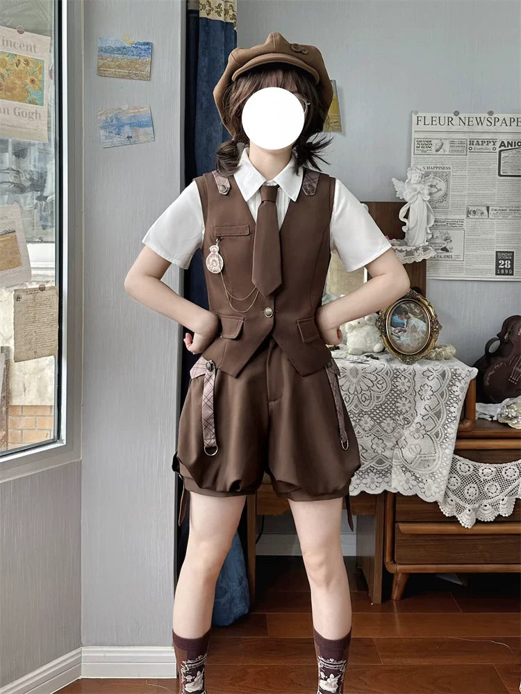 Bunny Detective Lolita Blouse, Vest & Overalls, Prince Outfit